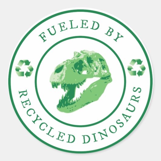 Sticker Rond Rond alimenté par des dinosaures Recyclés - Vert (Devant)