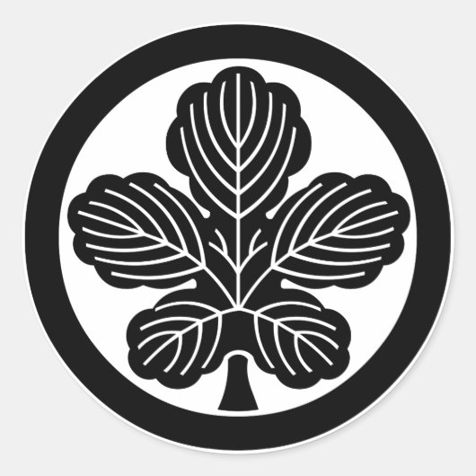Sticker Rond Rond avec feuille de papier mûrier (Devant)