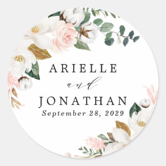 Sticker Rond  rond classique de mariage rose doré essuyé avec f