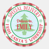 Sticker Rond Rond Livraison spéciale personnalisée Noël (Devant)