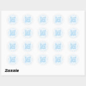 Sticker Rond Rond QR Code Cercle Frame Nom Adresse Bébé Bleu (Feuille)