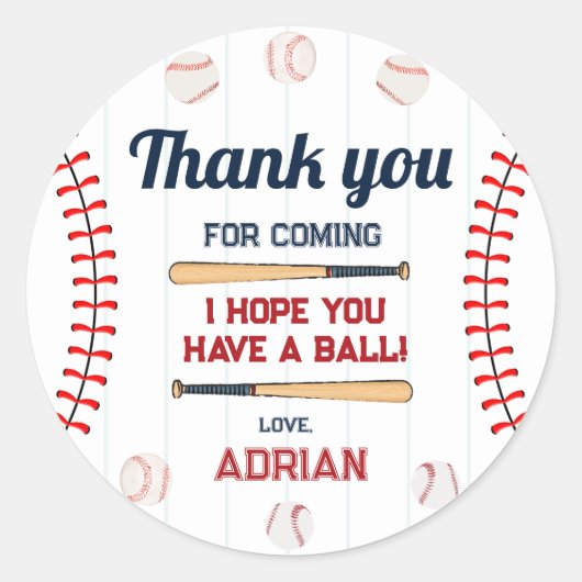 Sticker Rond Rookie de baseball de l'année anniversaire Favor (Devant)