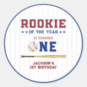 Sticker Rond Rookie de l'année 1er Anniversaire Baseball (Devant)