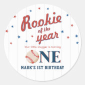 Sticker Rond Rookie de l'année Baseball 1er anniversaire (Devant)