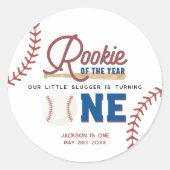 Sticker Rond Rookie de l'année Baseball 1er anniversaire fête (Devant)