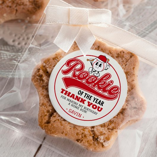 Sticker Rond Rookie De L'Année Baseball Anniversaire Fête Perso