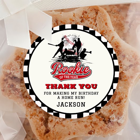 Sticker Rond Rookie De L'Année Baseball Custom Anniversaire Fêt