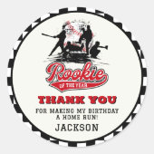 Sticker Rond Rookie De L'Année Baseball Custom Anniversaire Fêt (Devant)