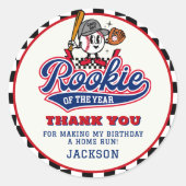 Sticker Rond Rookie De L'Année Baseball Custom Anniversaire Fêt (Devant)