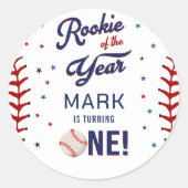 Sticker Rond Rookie de l'année Baseball premier anniversaire (Devant)