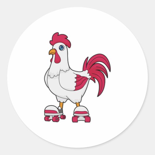 Sticker Rond Rooster à Patinage en ligne avec Roller skates (Devant)
