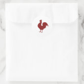 Sticker Rond Rooster rouge Adapté d'une illustration antique (Sac)