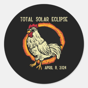 Sticker Rond Rooster Total Solaire Eclipse 2024 Avril 8 Hommes