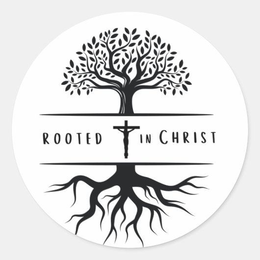 Sticker Rond Rooted in Christ (Devant)