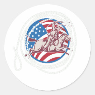 Sticker Rond Roping Cowboy