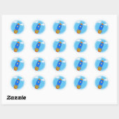 Sticker Rond Roquette De Dessin Dans Le Ciel Bleu Halftones (Feuille)