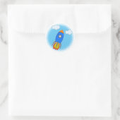 Sticker Rond Roquette De Dessin Dans Le Ciel Bleu Halftones (Sac)