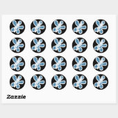 Sticker Rond Roquette rouge rétro Bleu blanc (Feuille)