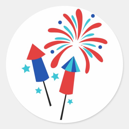 Sticker Rond Roquettes et feux d'artifice (Devant)