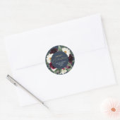 Sticker Rond ROSA Boho Bourgogne Floral Navy Joyeux Noël (Enveloppe)