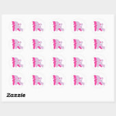 Sticker Rond Rosa Pudel (Feuille)