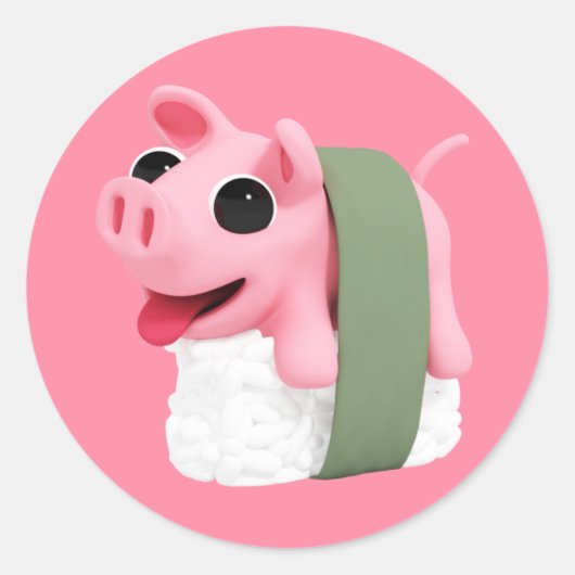 Sticker Rond Rosa the Pig is a Sushi (Devant)