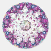 Sticker Rond Rosace rouge cardinale et flocon de neige (Devant)