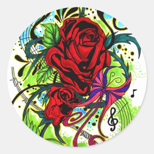 Sticker Rond Rose (Devant)