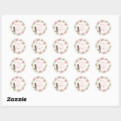 Sticker rond rose 1er Merci anniversaire classique (Feuille)