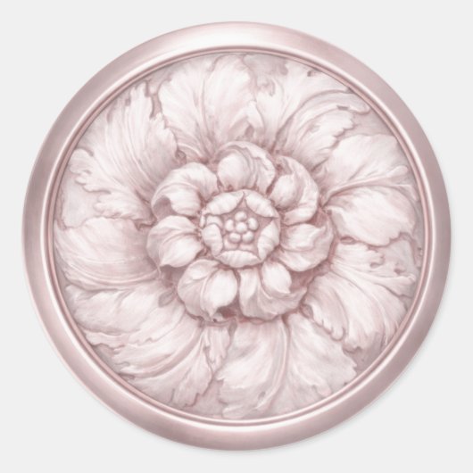 Sticker Rond Rose 30 aspect vieilli baroque embossé (Devant)