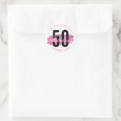 Sticker Rond Rose 50 et Fabulous Aquarelle Anniversaire (Sac)