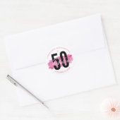 Sticker Rond Rose 50 et Fabulous Aquarelle Anniversaire (Enveloppe)