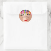Sticker Rond Rose à lèvres rouge pour maquillage (Sac)