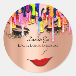 Sticker Rond Rose à lèvres rouge pour maquillage