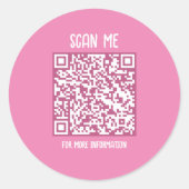 Sticker Rond Rose | Analyse de code QR professionnel (Devant)