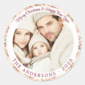 Sticker Rond Rose Ancien Floral Personnalisable Plat (Devant)