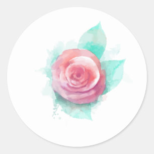 Sticker Rond Rose aquarelle