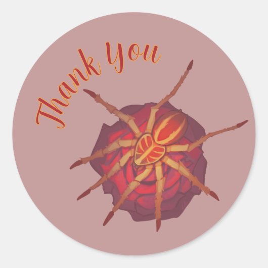 Sticker Rond Rose araignée, merci  (Devant)