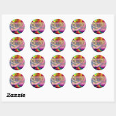 Sticker Rond Rose arc-en-ciel (Feuille)