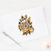 Sticker Rond Rose, art floral graphique, fleurs roses fleuries (Enveloppe)