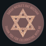 Sticker Rond Rose bat mitzvah Gold Star De David Merci<br><div class="desc">Tout le texte sur ces autocollants ronds peut être customisé en faisant ces faux roses parties scintillant d'or Star de David enveloppes scellés parfaits pour un service de Merci Bat mitzvah ou pour toute occasion que vous souhaitez les personnaliser. Le Magen David façonné à partir de photo réelle parties scintillant...</div>