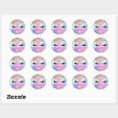 Sticker Rond Rose Beauté Lashes Drips Maquillage Holographe Net (Feuille)