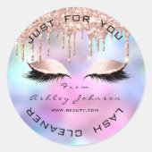 Sticker Rond Rose Beauté Lashes Drips Maquillage Holographe Net (Devant)