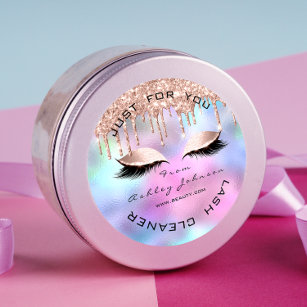 Sticker Rond Rose Beauté Lashes Drips Maquillage Holographe Net