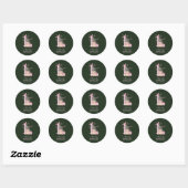 Sticker Rond Rose Bébé Vert Premier Noël (Feuille)