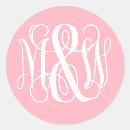 Sticker Rond Rose Blanc B&G Vigne Script Monogramme do-it-yours (Devant)
