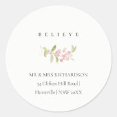 STICKER ROND ROSE BLANC DOUX ROSE NOËL CROYER ADRESSE (Devant)