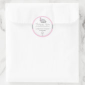 Sticker Rond Rose, Blanc Grey 🐘 Eléphant Bébé Christening (Sac)