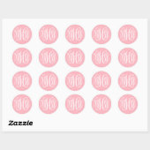 Sticker Rond Rose Blanc Prépa Vigne Script Monogramme DIY Fond (Feuille)