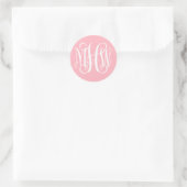 Sticker Rond Rose Blanc Prépa Vigne Script Monogramme DIY Fond (Sac)